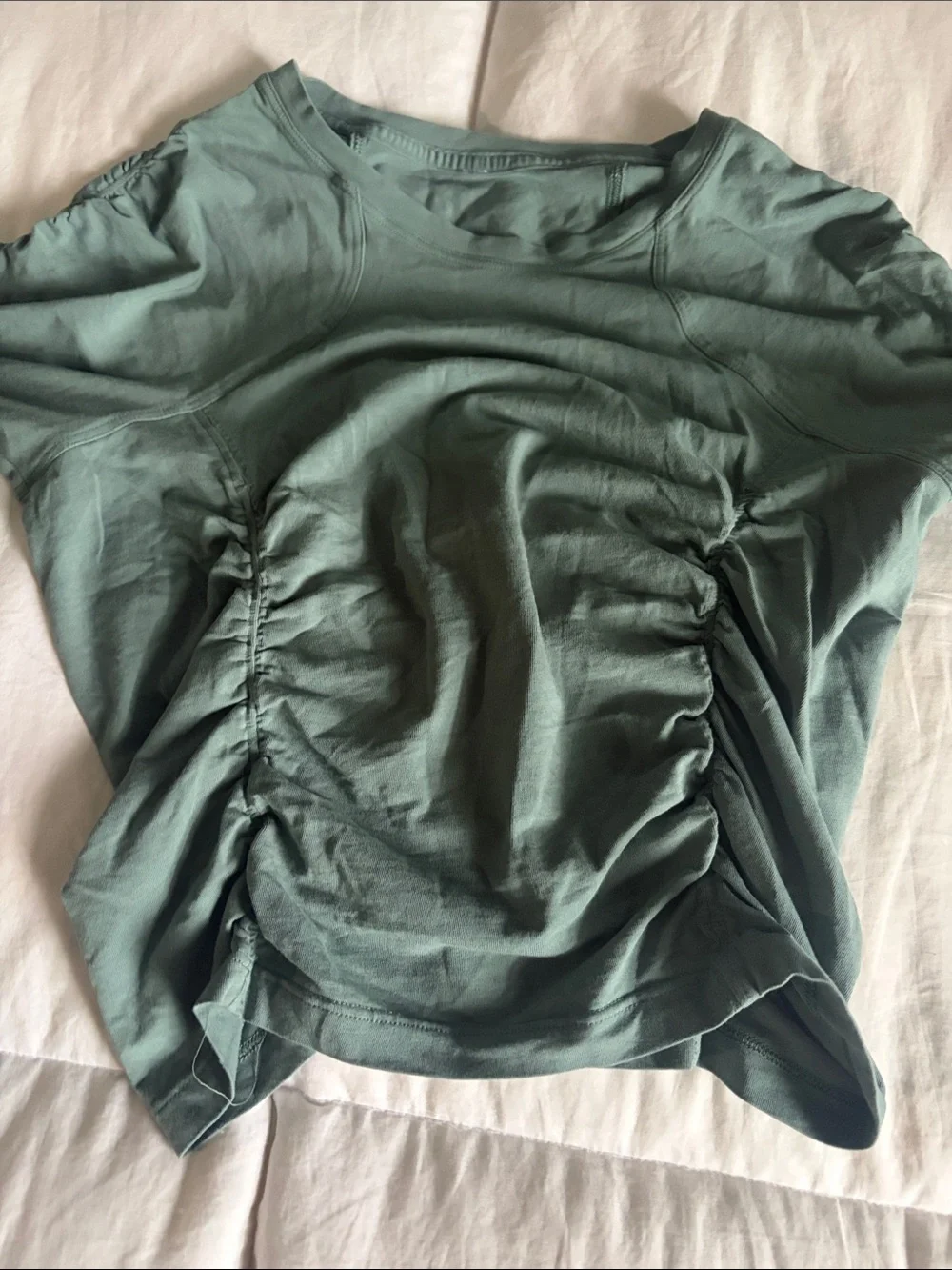 lululemon athletica Sage Green Ruched Short Sleeve Top